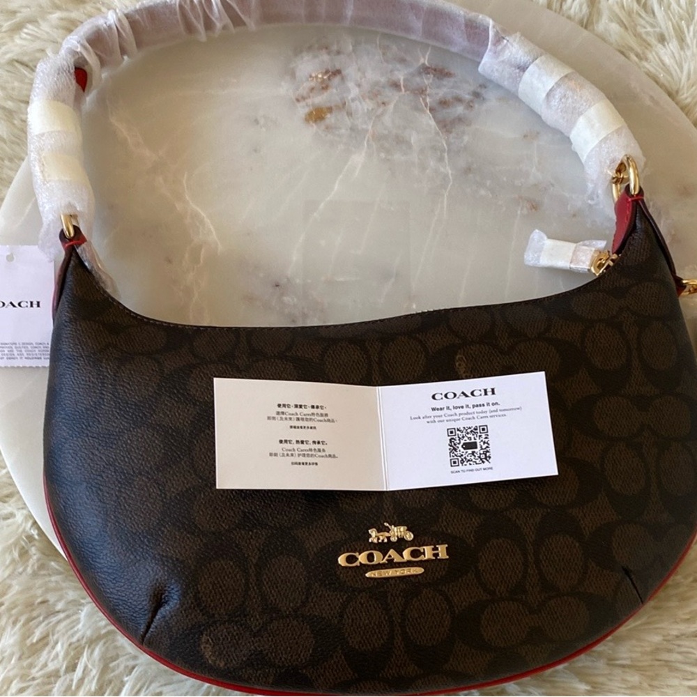 NWT Coach Payton Hobo Brown Signature Shoulder Bag - Picture 6 of 12